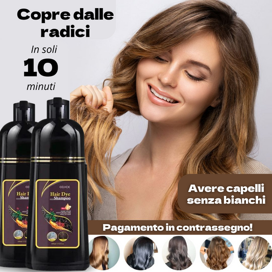 Shampoo Hair Dye 3 in 1 per Capelli Bianchi + Pettine di Bambù Ecologico in Omaggio